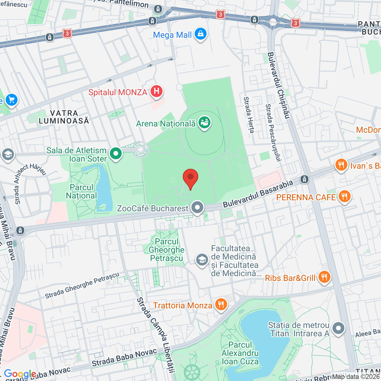 Map of Arena Națională
