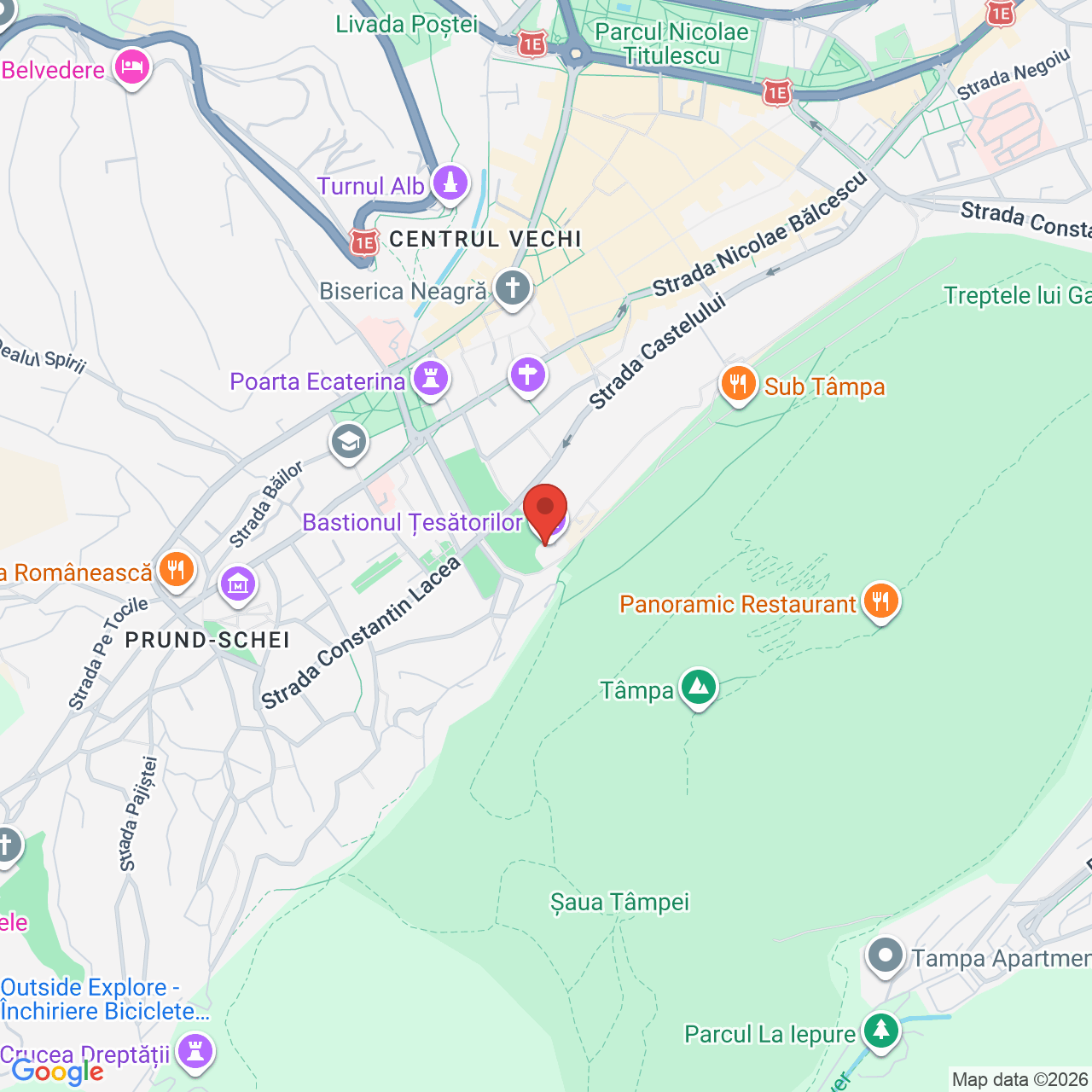 Map of Bastionul Artiștilor - Bastionul Țesătorilor