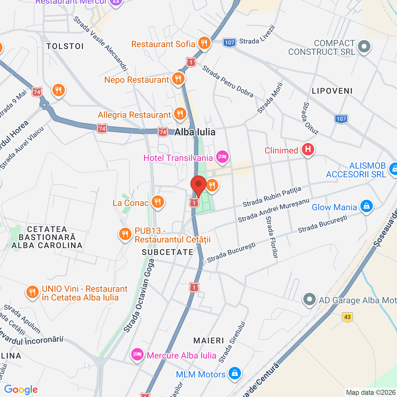 Map of Casa de Cultura a Studentilor Alba Iulia