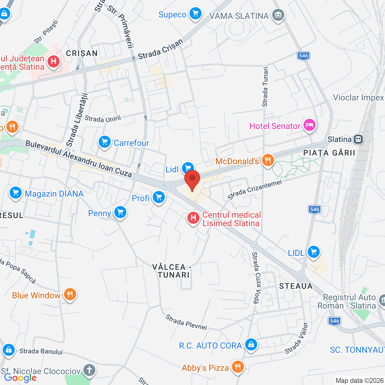 Map of Casa de Cultura a Tineretului Slatina