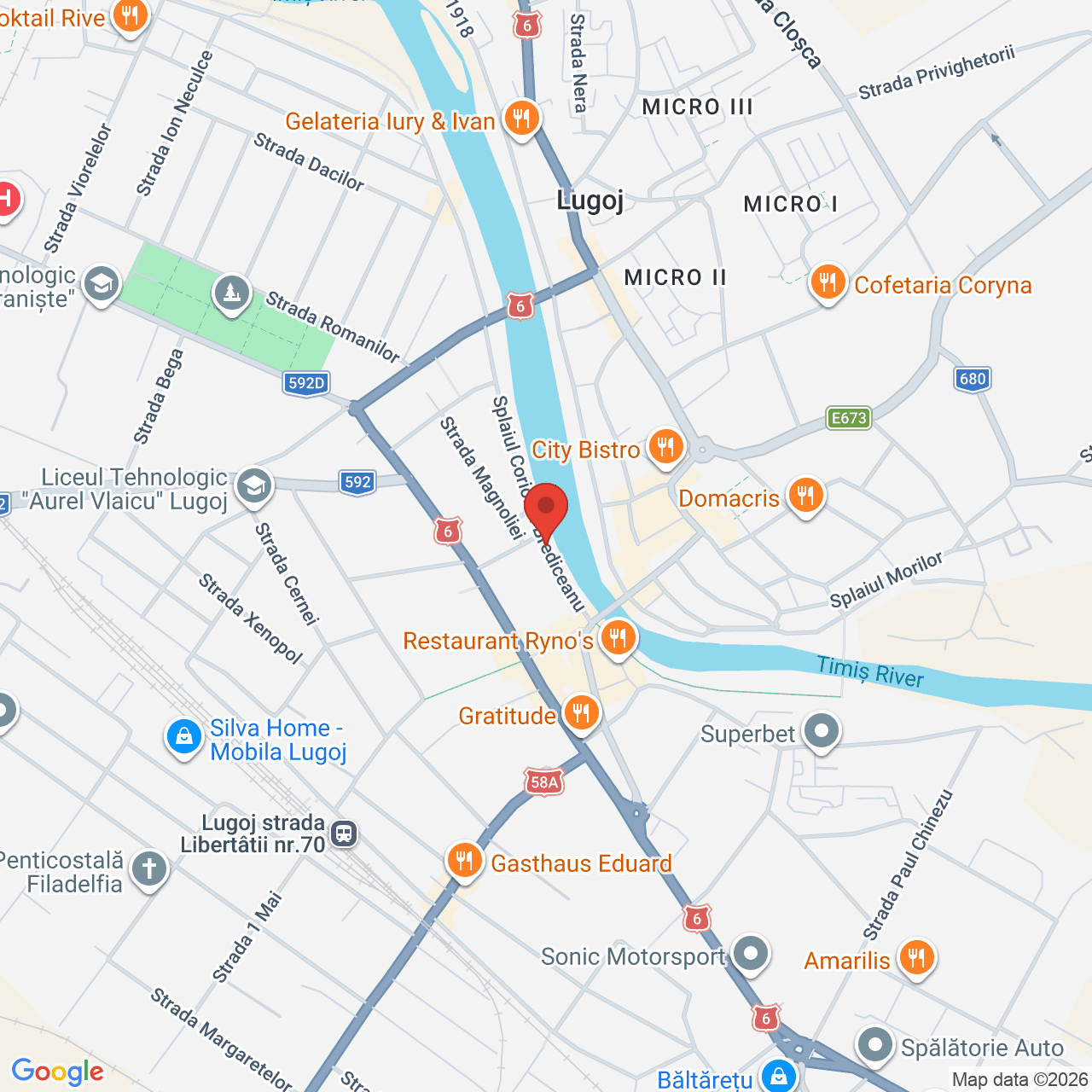 Map of Casa de Cultura Traian Grozavescu