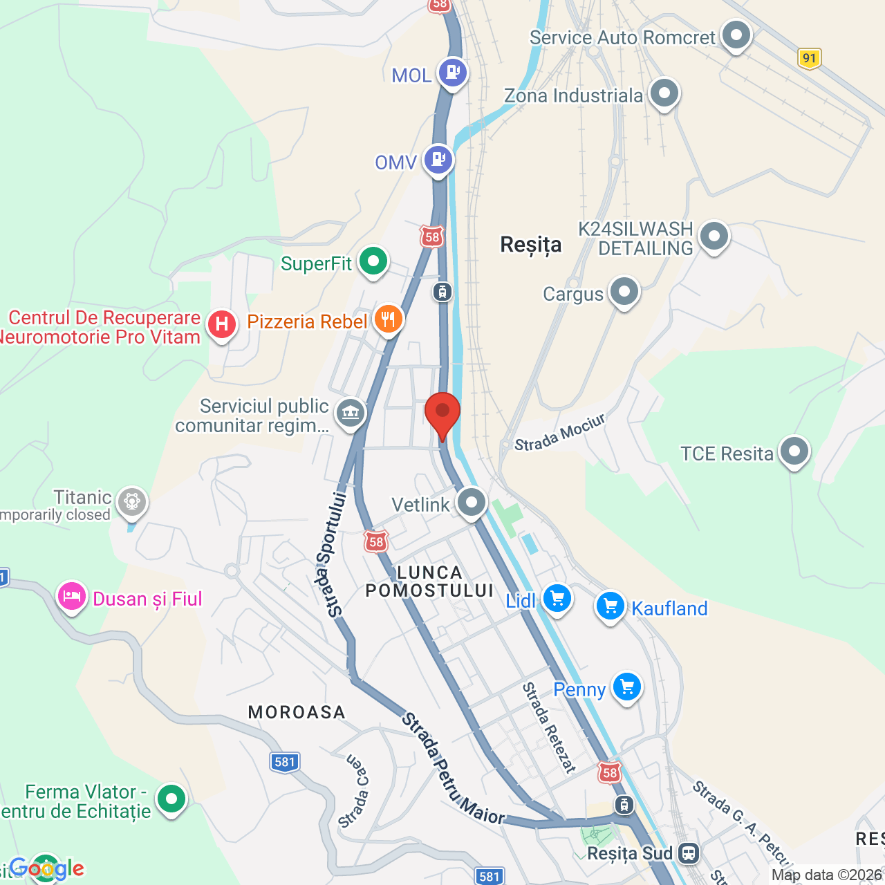 Map of Centrul Multifunctional Reșița