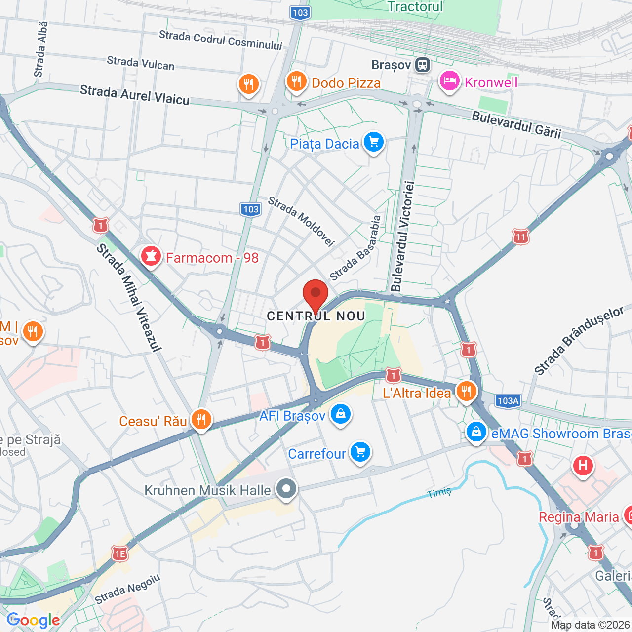 Map of Filarmonica Brașov - Sala Patria