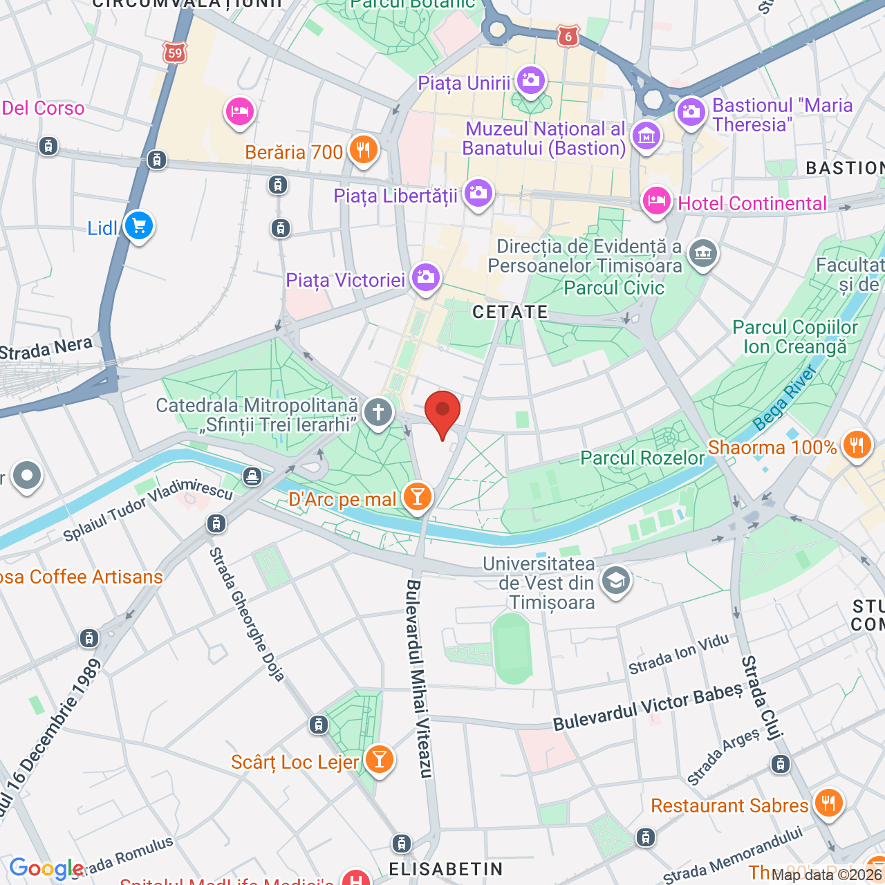 Map of Gradina de vara a Filarmonicii Banatul