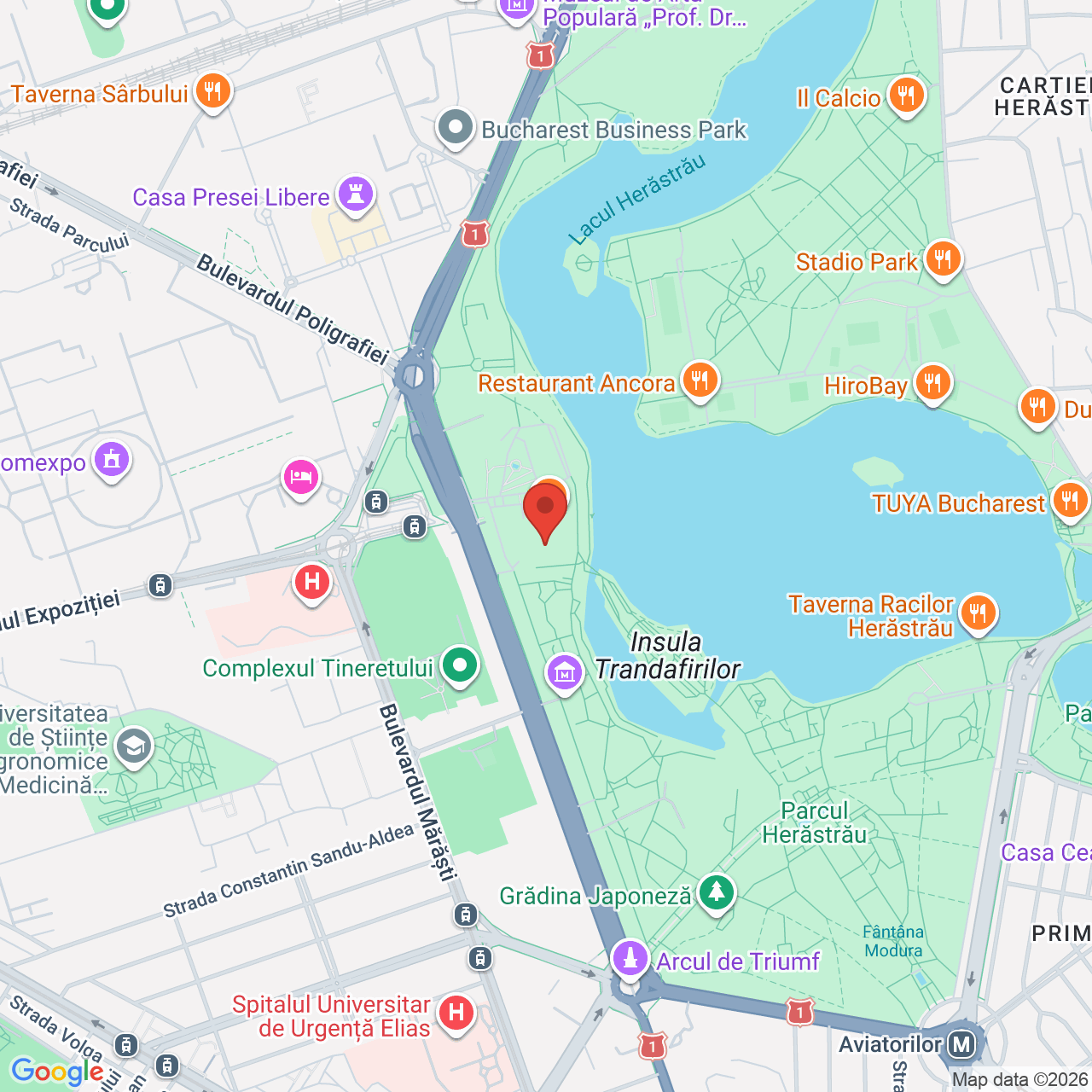 Map of Herastrau Island
