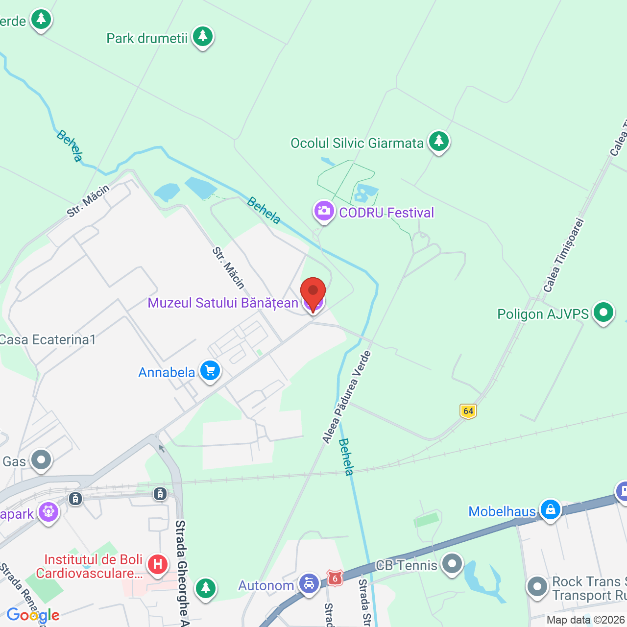 Map of Muzeul Satului Bănățean