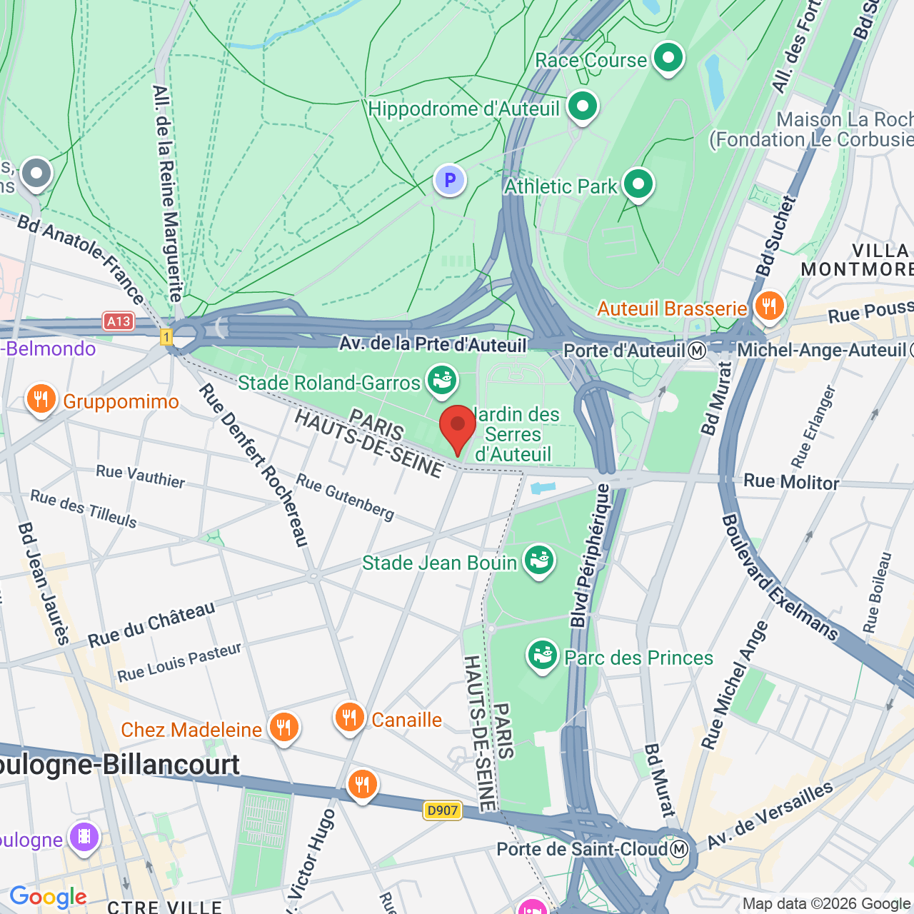 Map of Roland Garros Stadium