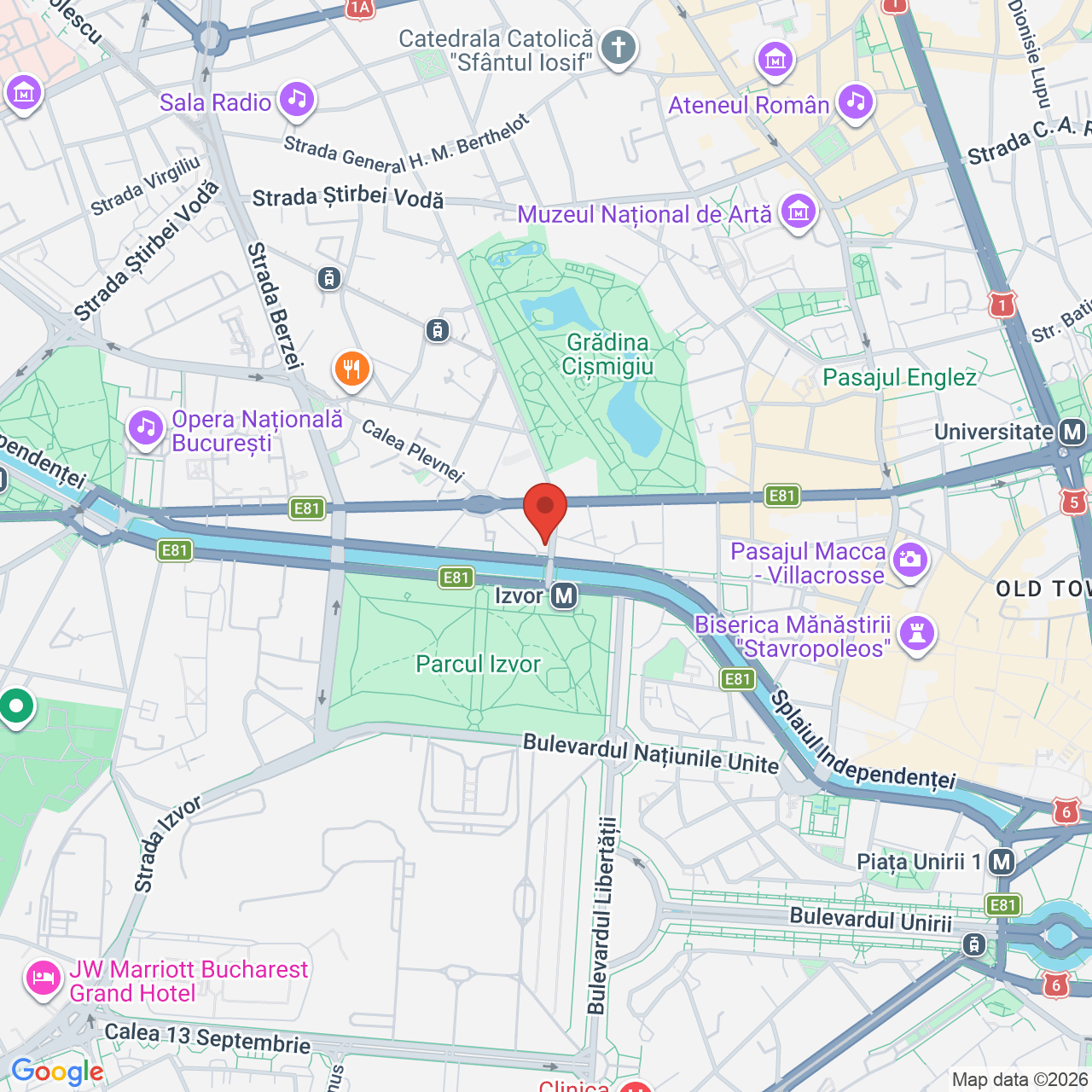 Map of Teatrul Bulandra, Sala Liviu Ciulei