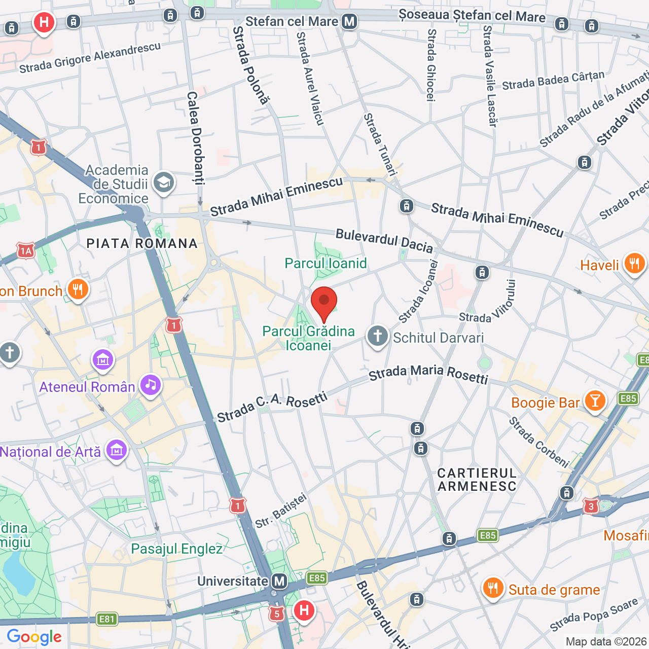 Map of Teatrul Bulandra, Sala Toma Caragiu