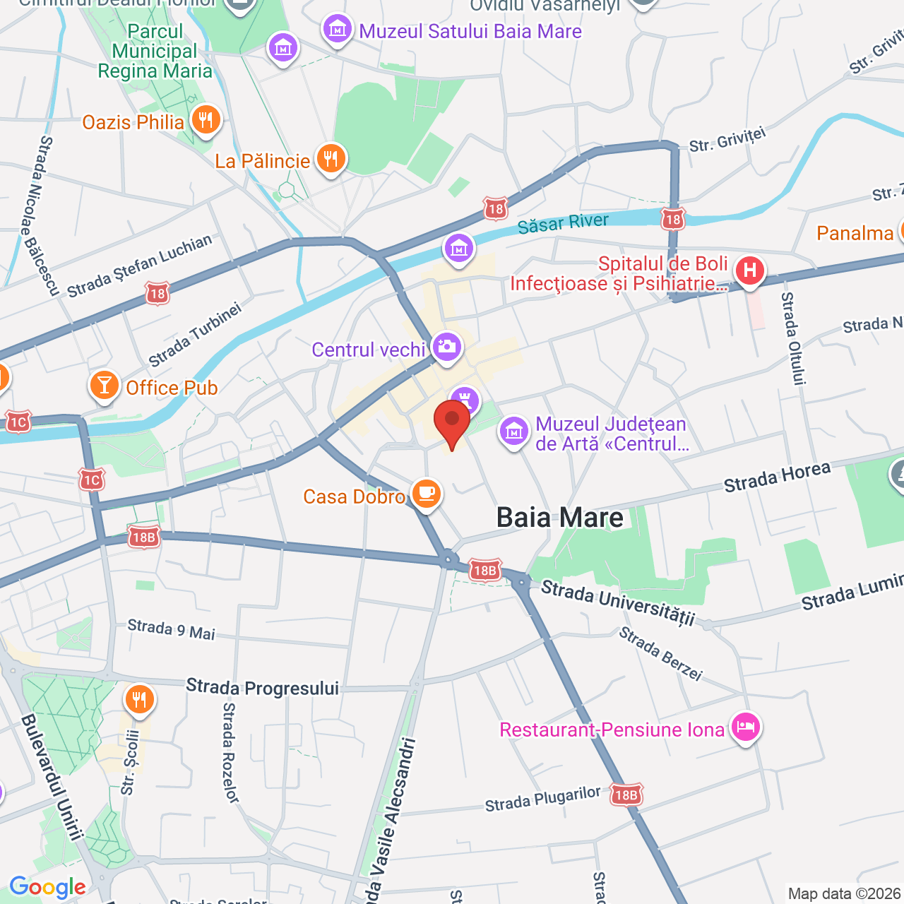 Map of Teatrul Municipal Baia Mare - Sala Mare, cu publicul pe scena