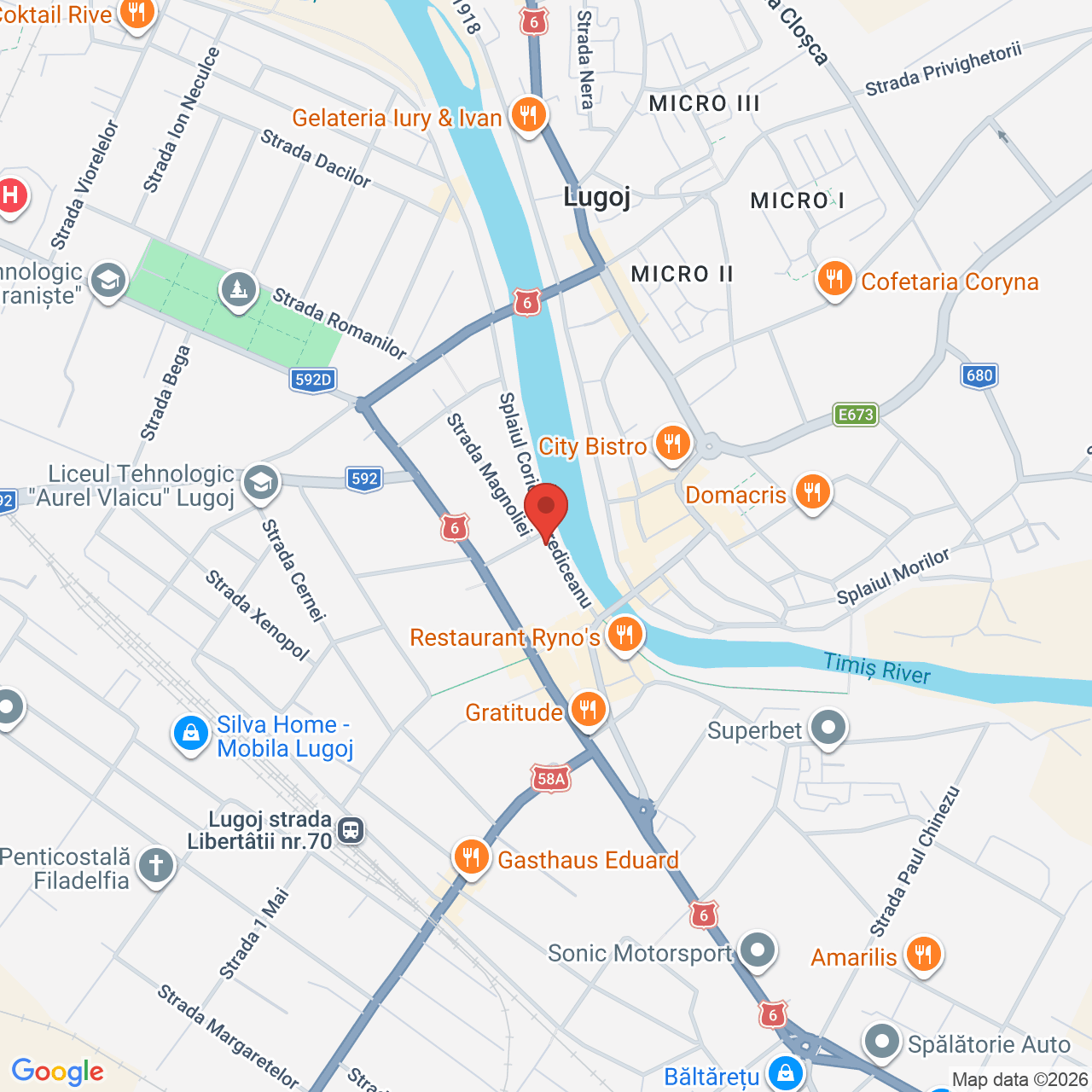 Map of Teatrul Municipal „Traian Grozăvescu”