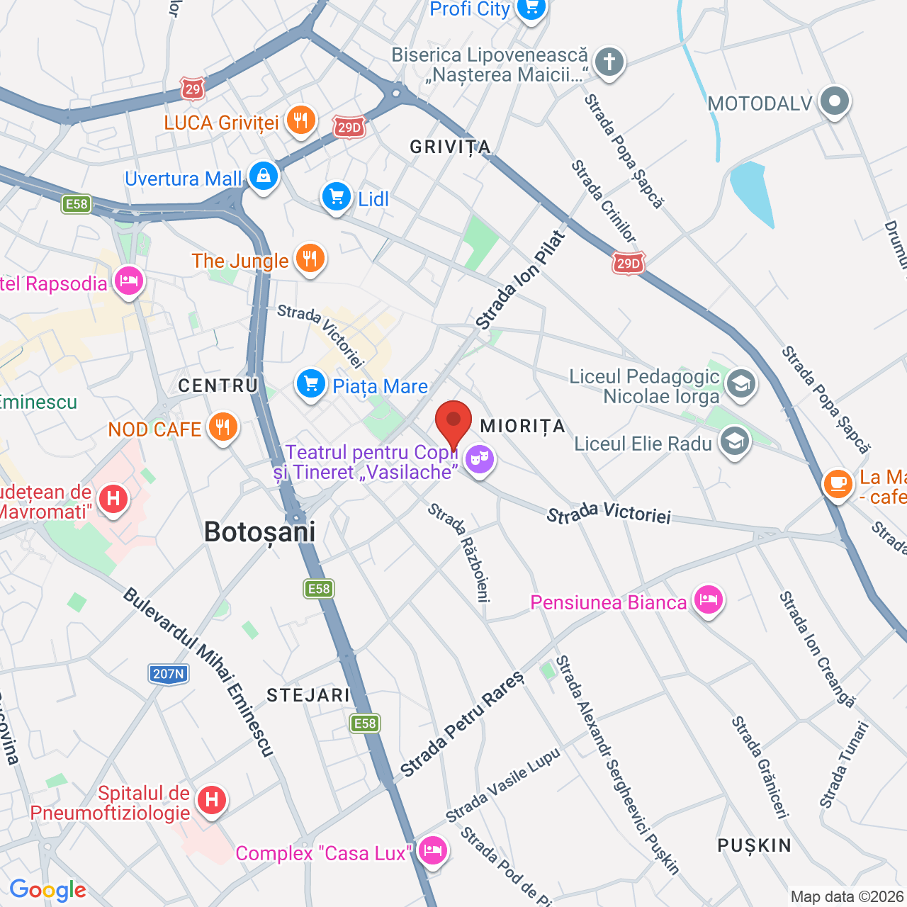Map of Teatrul pentru Copii și Tineret Vasilache