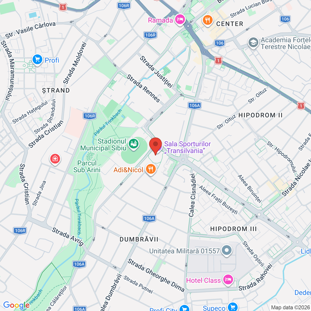 Map of Transilvania Sports Hall