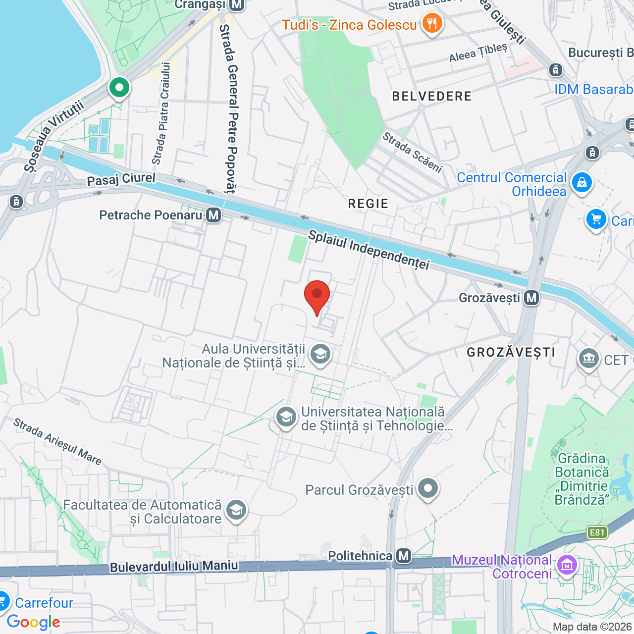 Map of Universitatea Politehnica Bucuresti - Aula Magna